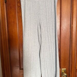 Aerie Light Gray Ribbed Sweater Wide Leg Pants Size XL